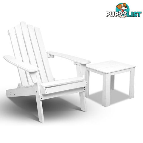 New Adirondack Foldable Wood Chair Side Table Set Outdoor Garden Deck Furniture