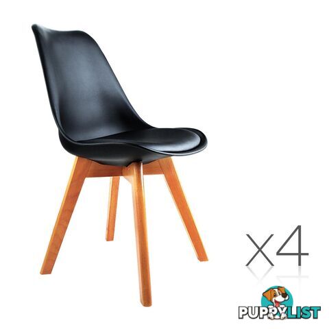 Set of 4 Dining Chair PU Black