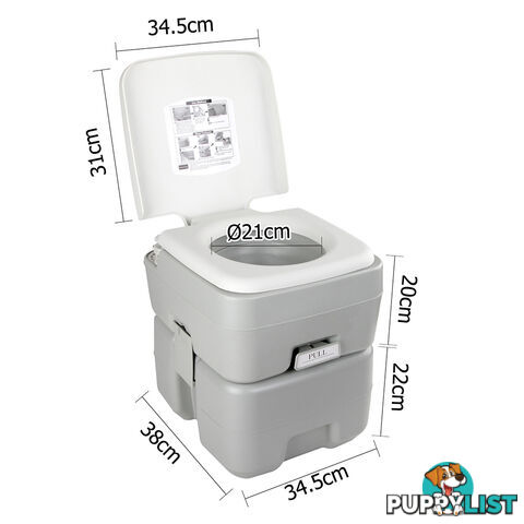 Weisshorn 20L Portable Outdoor Camping Toilet Potty Caravan Boating Travel Camp