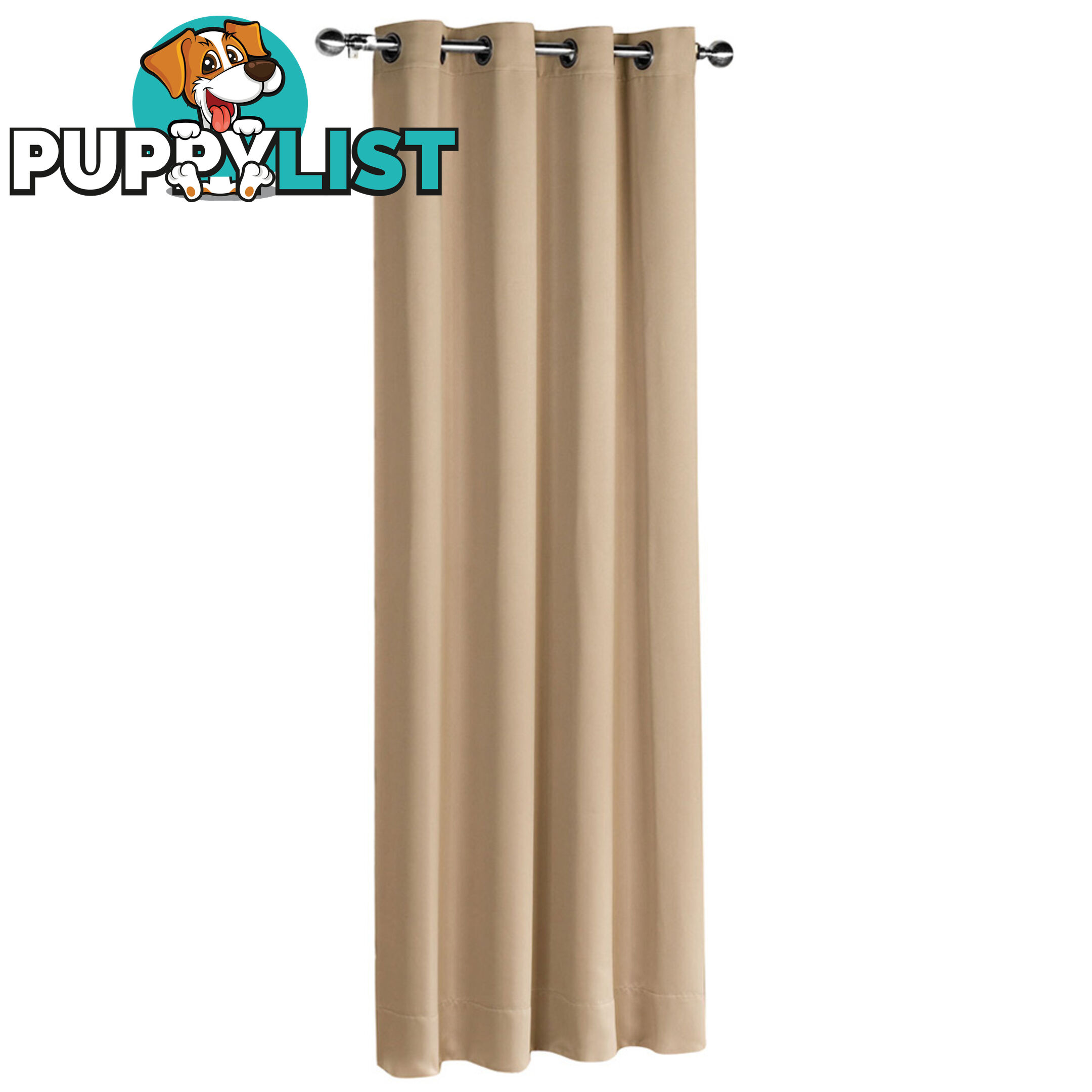 Luxury Blockout Eyelet Curtain 3 Layers Pure Fabric Room Darkening Latte 300cm