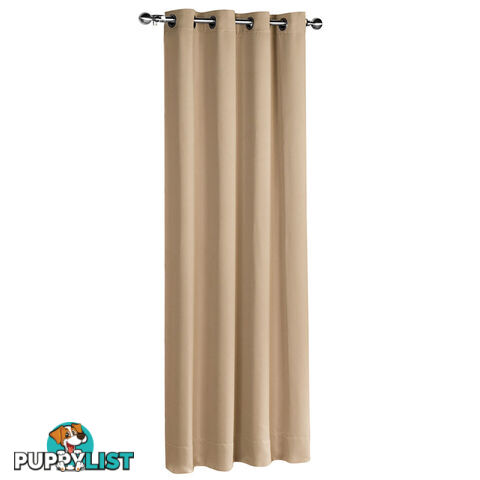 Luxury Blockout Eyelet Curtain 3 Layers Pure Fabric Room Darkening Latte 300cm