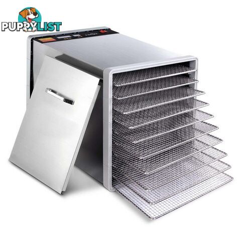 10 Trays Commercial Food Dehydrator Stainless Steel Jerky Dry Fruit Maker LED