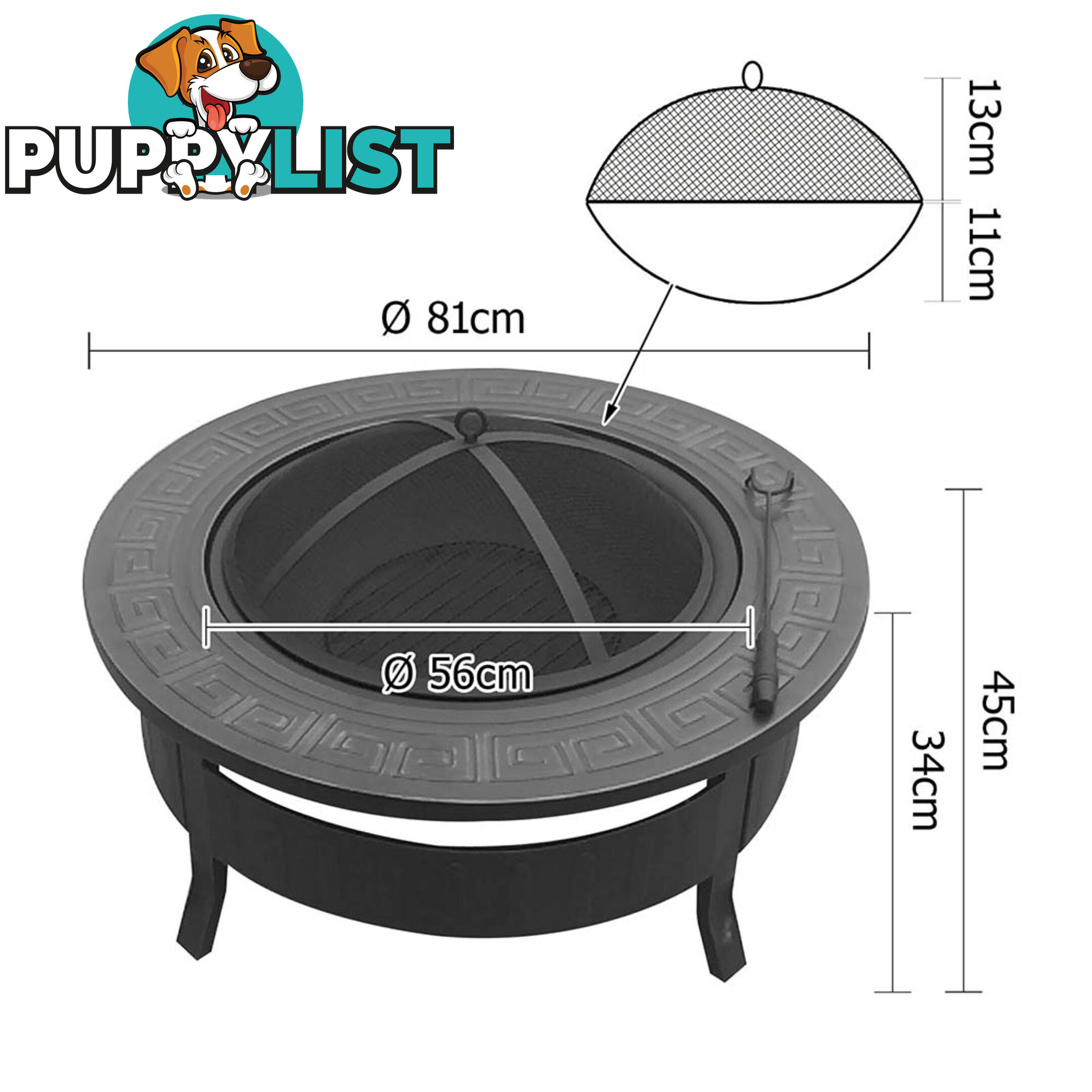 Round 2 In 1 Multi-Purpose Outdoor Camping/Patio Fire Pit BBQ Table