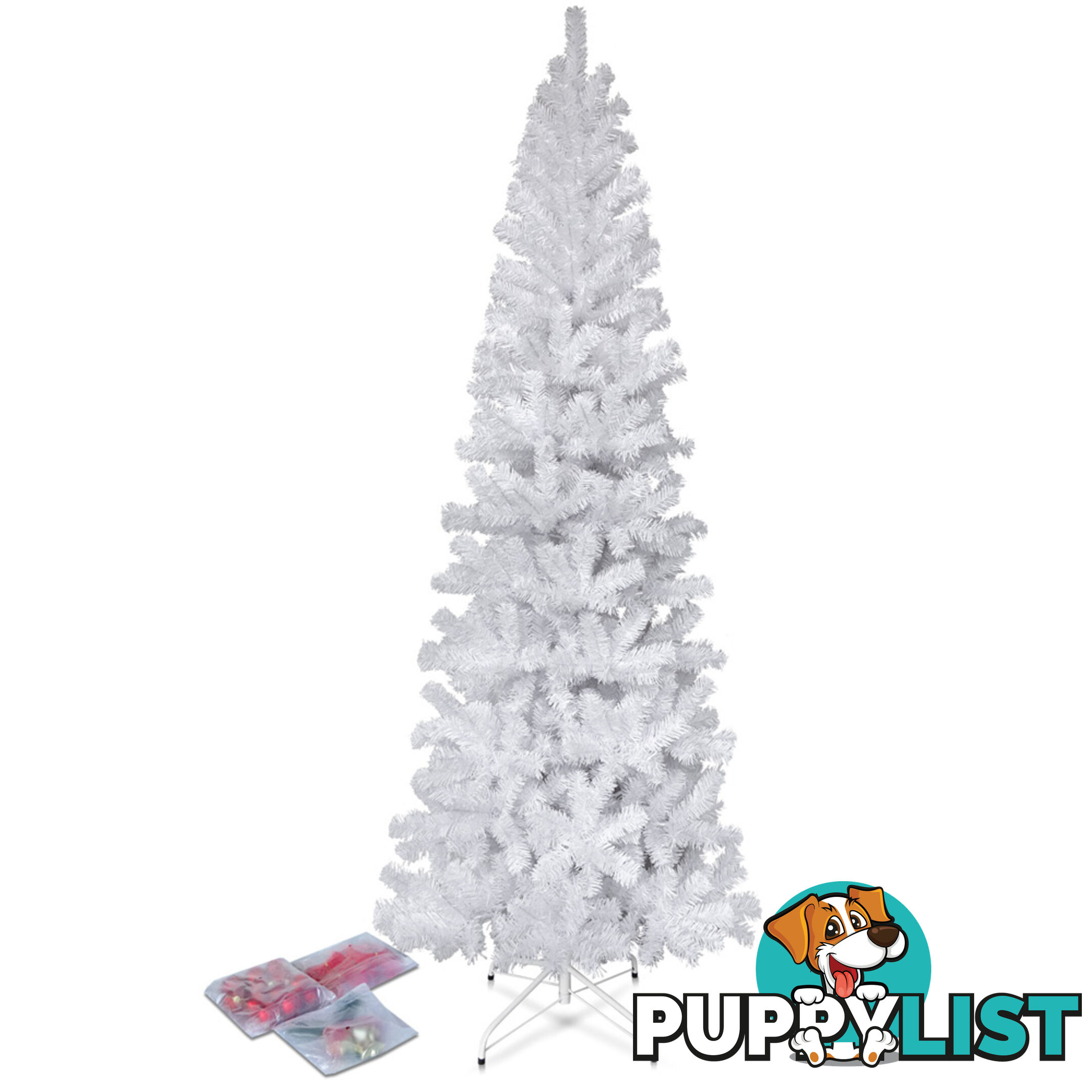 7FT Premium Christmas Tree Free Ornament 210CM Xmas Decorate Steel Base White