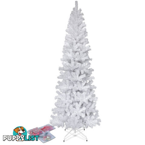 7FT Premium Christmas Tree Free Ornament 210CM Xmas Decorate Steel Base White