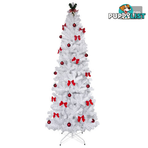 7FT Premium Christmas Tree Free Ornament 210CM Xmas Decorate Steel Base White