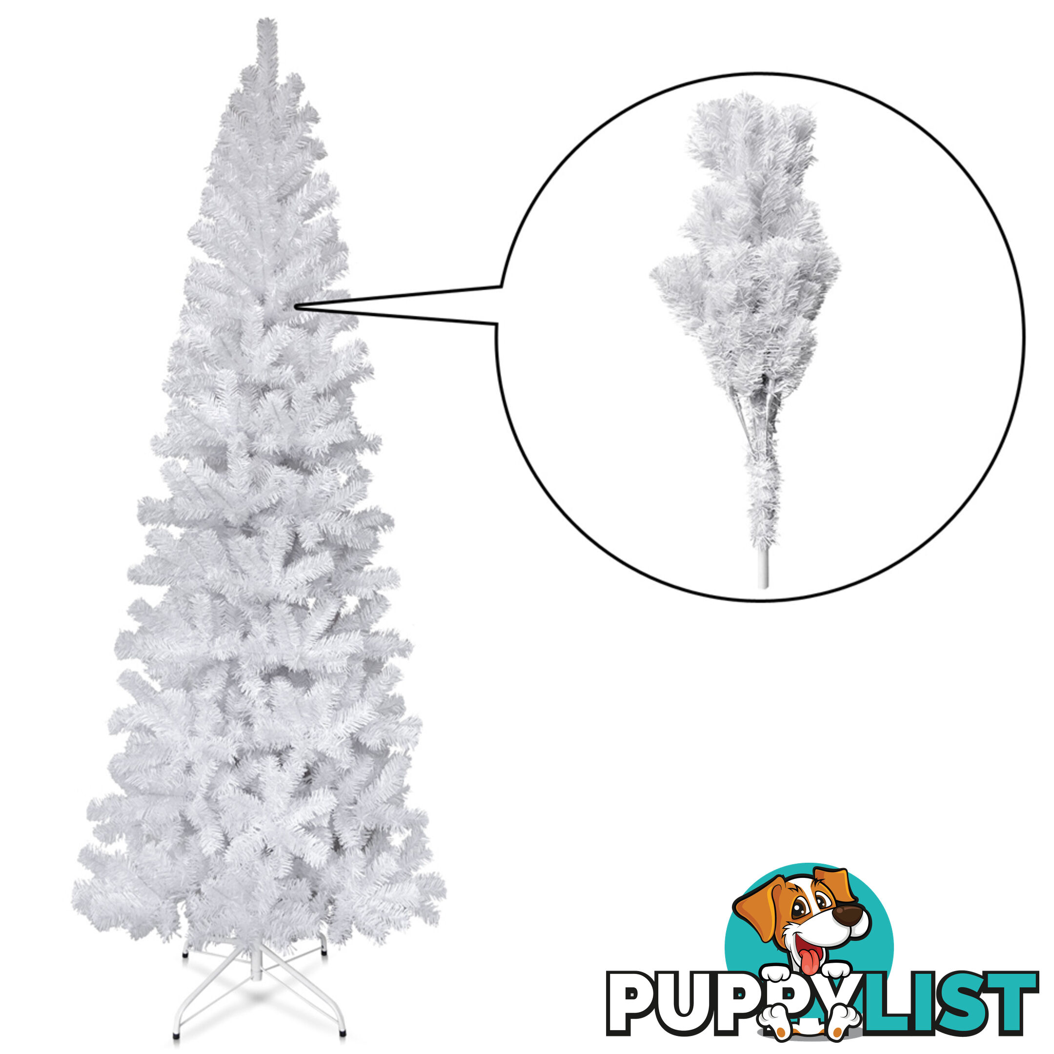 7FT Premium Christmas Tree Free Ornament 210CM Xmas Decorate Steel Base White