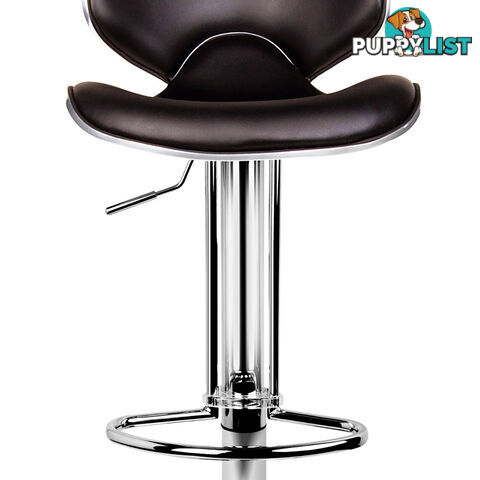 Set of 2 PU Leather Gas Lift Kitchen Bar Stool Chocolate