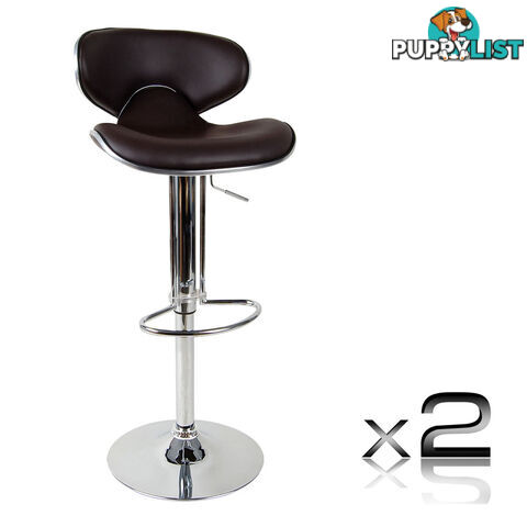 Set of 2 PU Leather Gas Lift Kitchen Bar Stool Chocolate