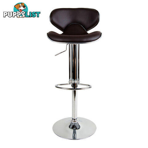 Set of 2 PU Leather Gas Lift Kitchen Bar Stool Chocolate