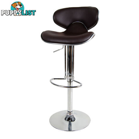 Set of 2 PU Leather Gas Lift Kitchen Bar Stool Chocolate