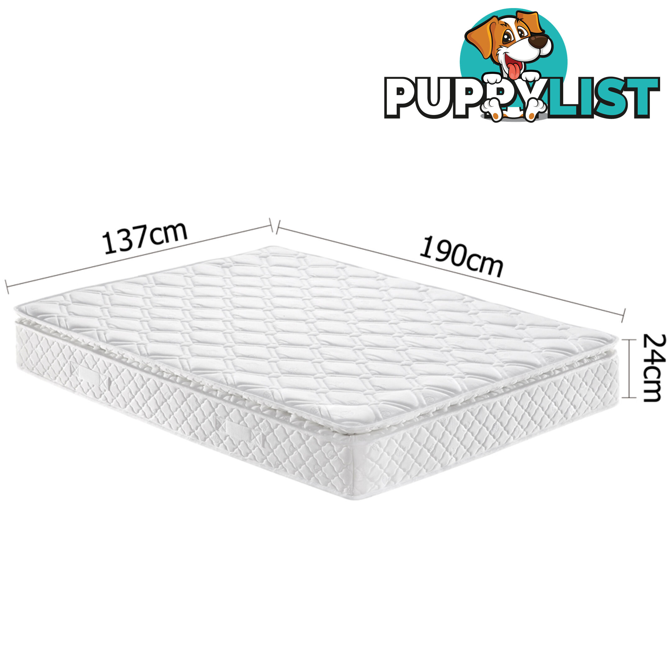 Medium Firm 24cm Mattress Pillow Top High Density Foam Pocket Spring Bed Double