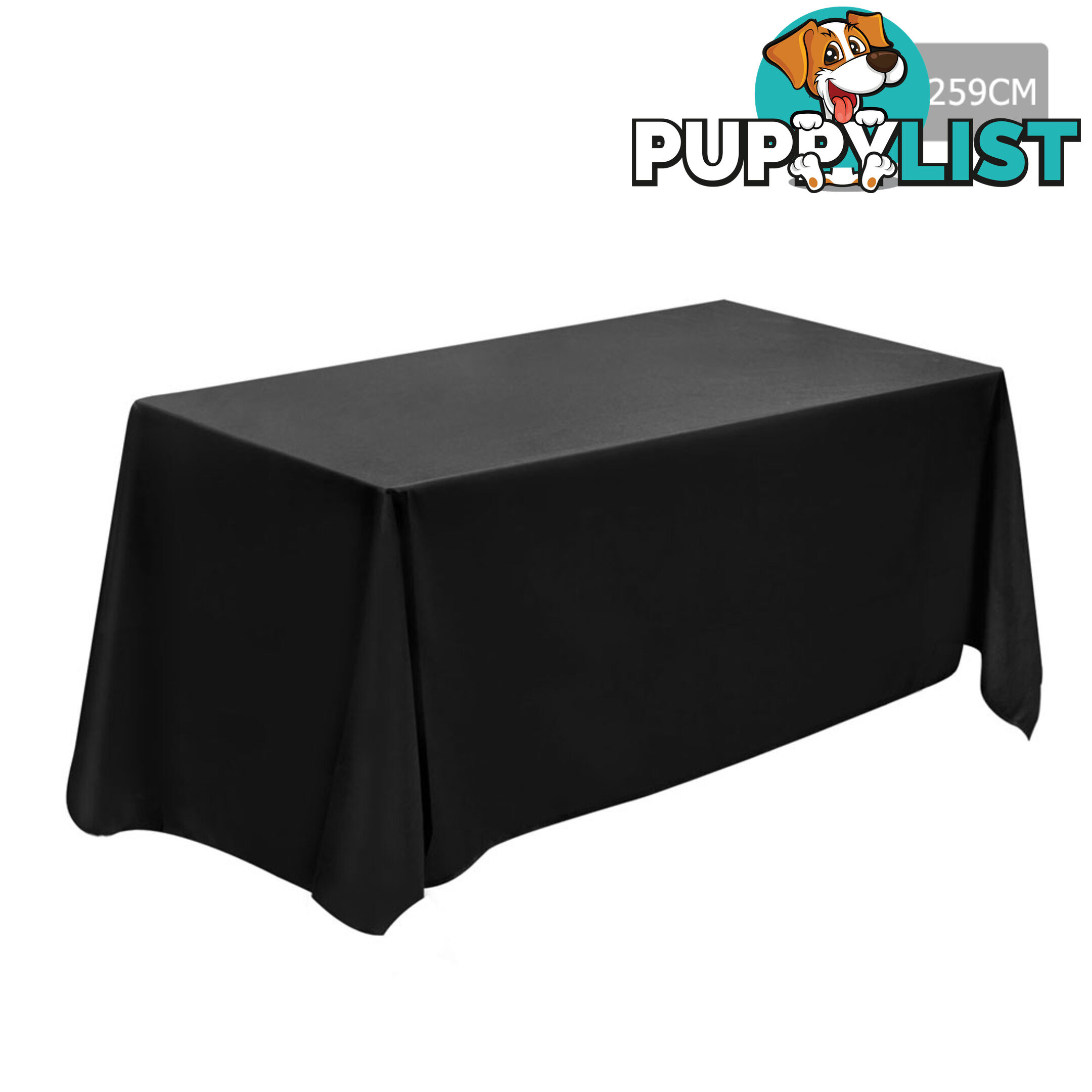 6 Pcs Wedding Table Cloth Rectangle 259cm Black