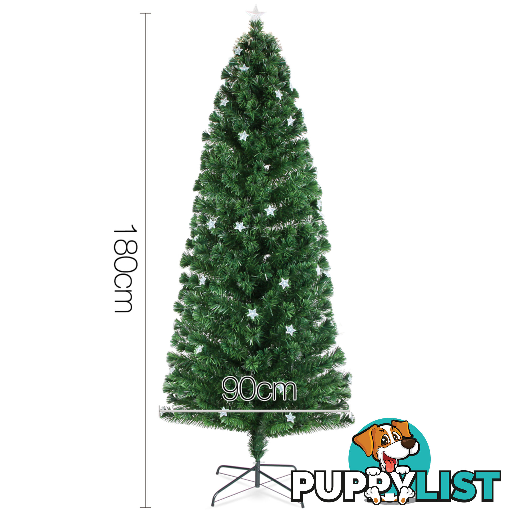 6FT LED Christmas Tree 180CM Xmas Trees Fibre Optic Light Home Decoration Green