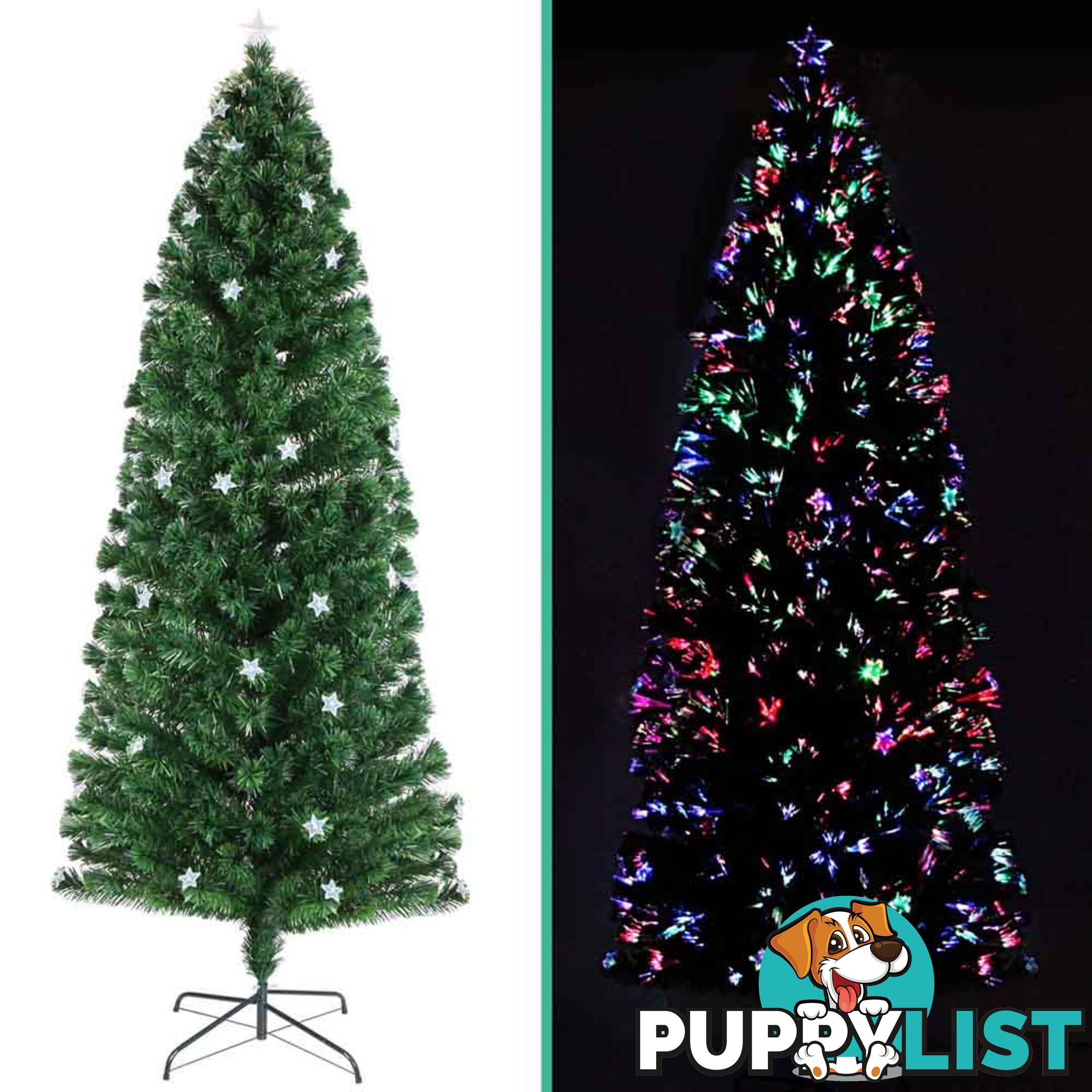 6FT LED Christmas Tree 180CM Xmas Trees Fibre Optic Light Home Decoration Green