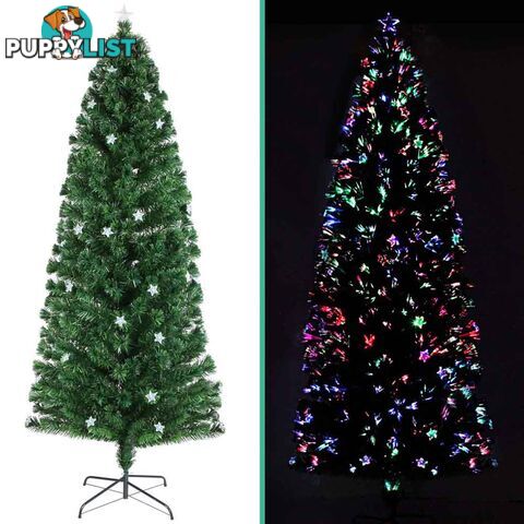 6FT LED Christmas Tree 180CM Xmas Trees Fibre Optic Light Home Decoration Green