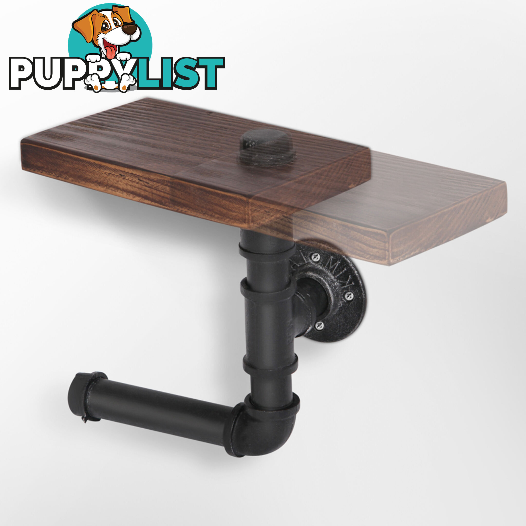 Bathroom Toilet Paper Holder Rustic Industrial DIY Floating Pipe Towel Shelf