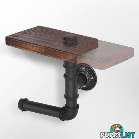 Bathroom Toilet Paper Holder Rustic Industrial DIY Floating Pipe Towel Shelf