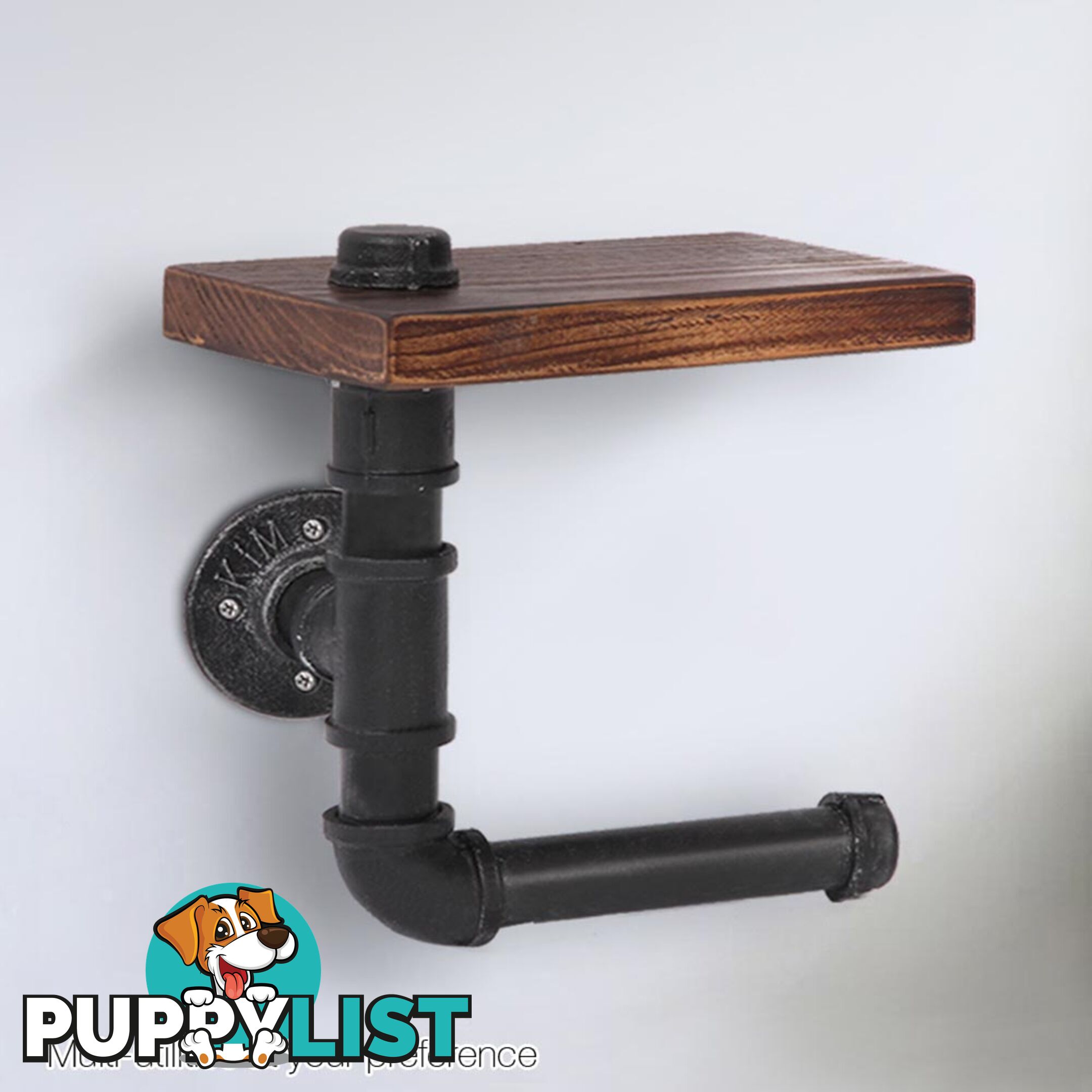 Bathroom Toilet Paper Holder Rustic Industrial DIY Floating Pipe Towel Shelf