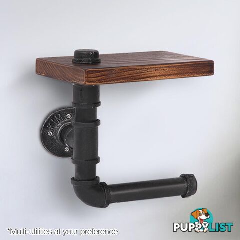 Bathroom Toilet Paper Holder Rustic Industrial DIY Floating Pipe Towel Shelf