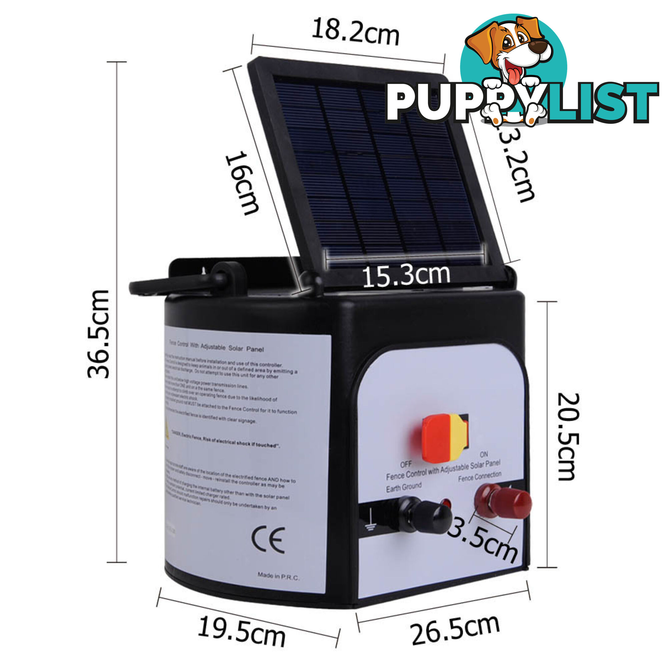 Solar Power 15Km Electric Fence Farm Animal Pet Energiser Energizer Charger 0.8J