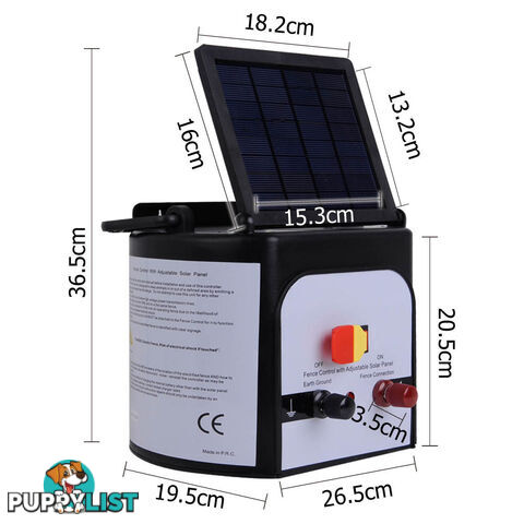 Solar Power 15Km Electric Fence Farm Animal Pet Energiser Energizer Charger 0.8J