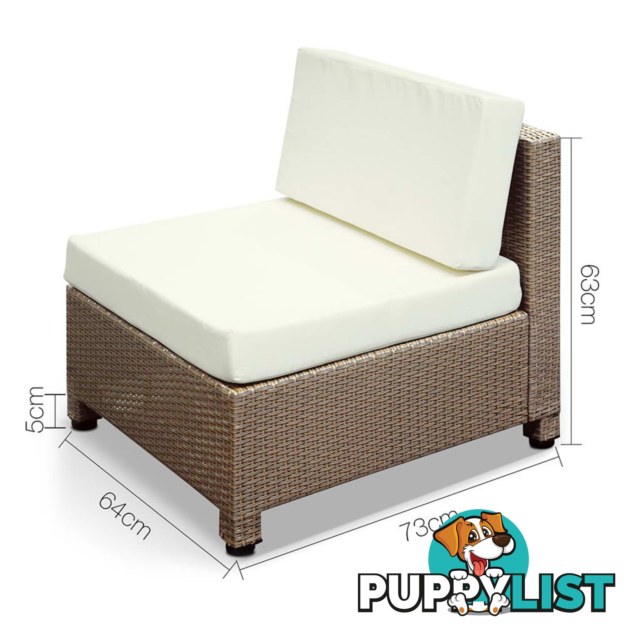 Outdoor Lounge 4 Seater Garden Furniture Wicker 5pcs Rattan Sofa Setting Beige