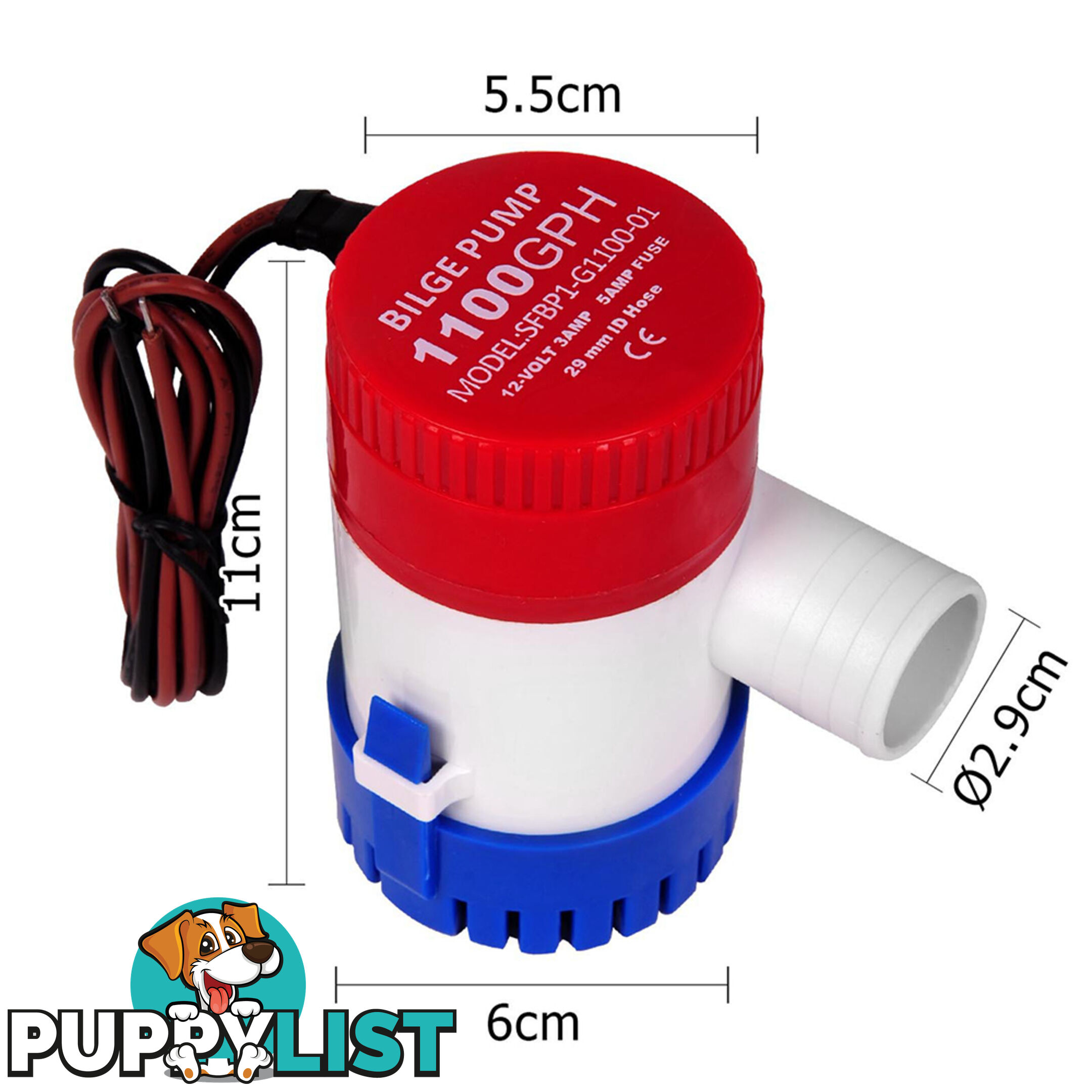 1100GPH 12V Bilge Water Pump Submersible Fishing Boat Marine Camping Caravan