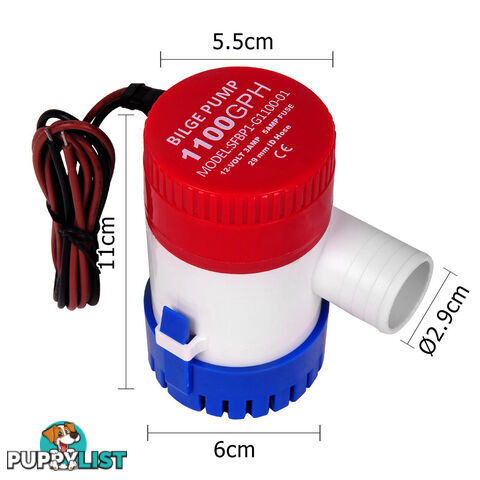 1100GPH 12V Bilge Water Pump Submersible Fishing Boat Marine Camping Caravan