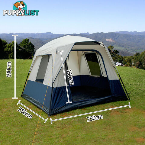 4 Person Family Camping Tent Navy Grey