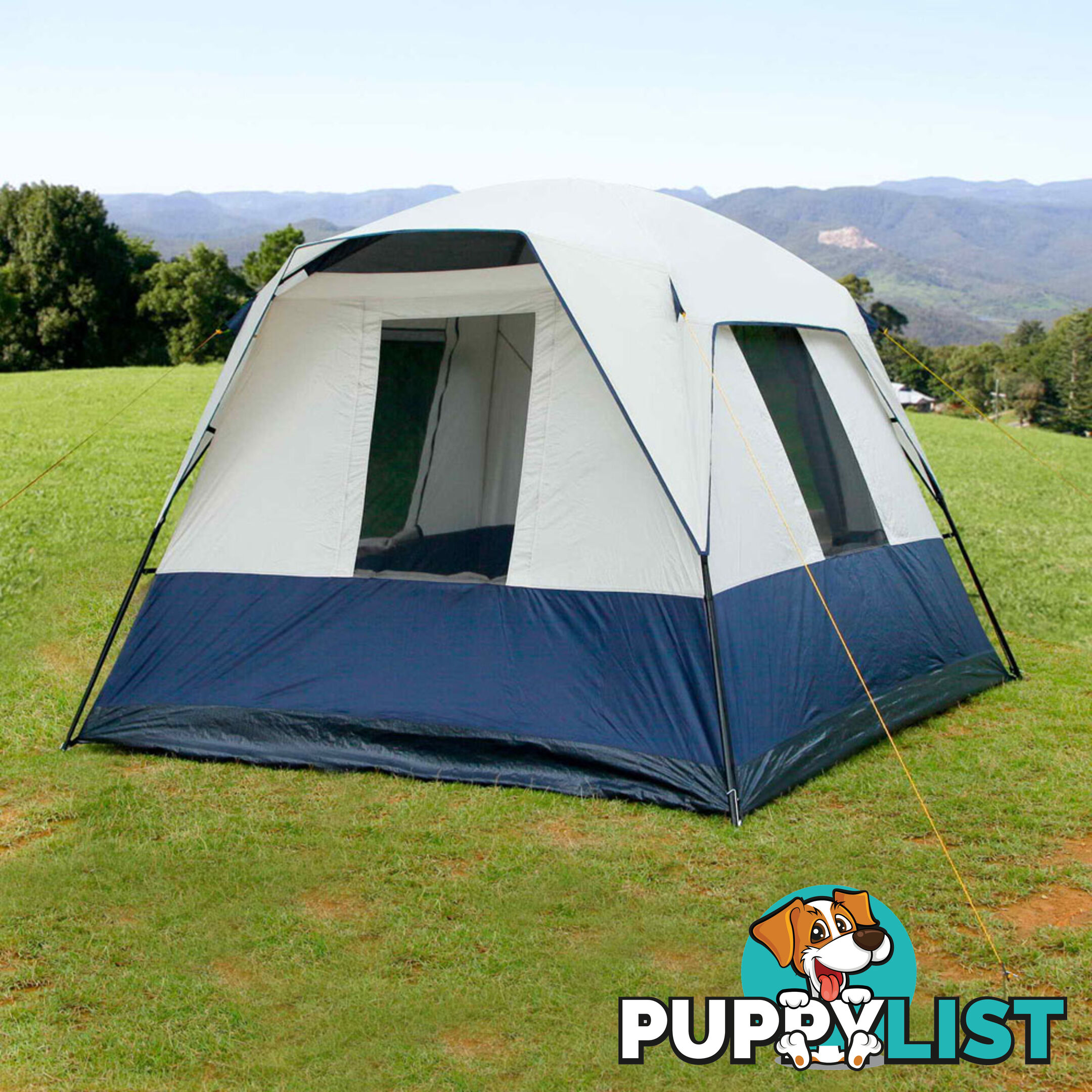 4 Person Family Camping Tent Navy Grey