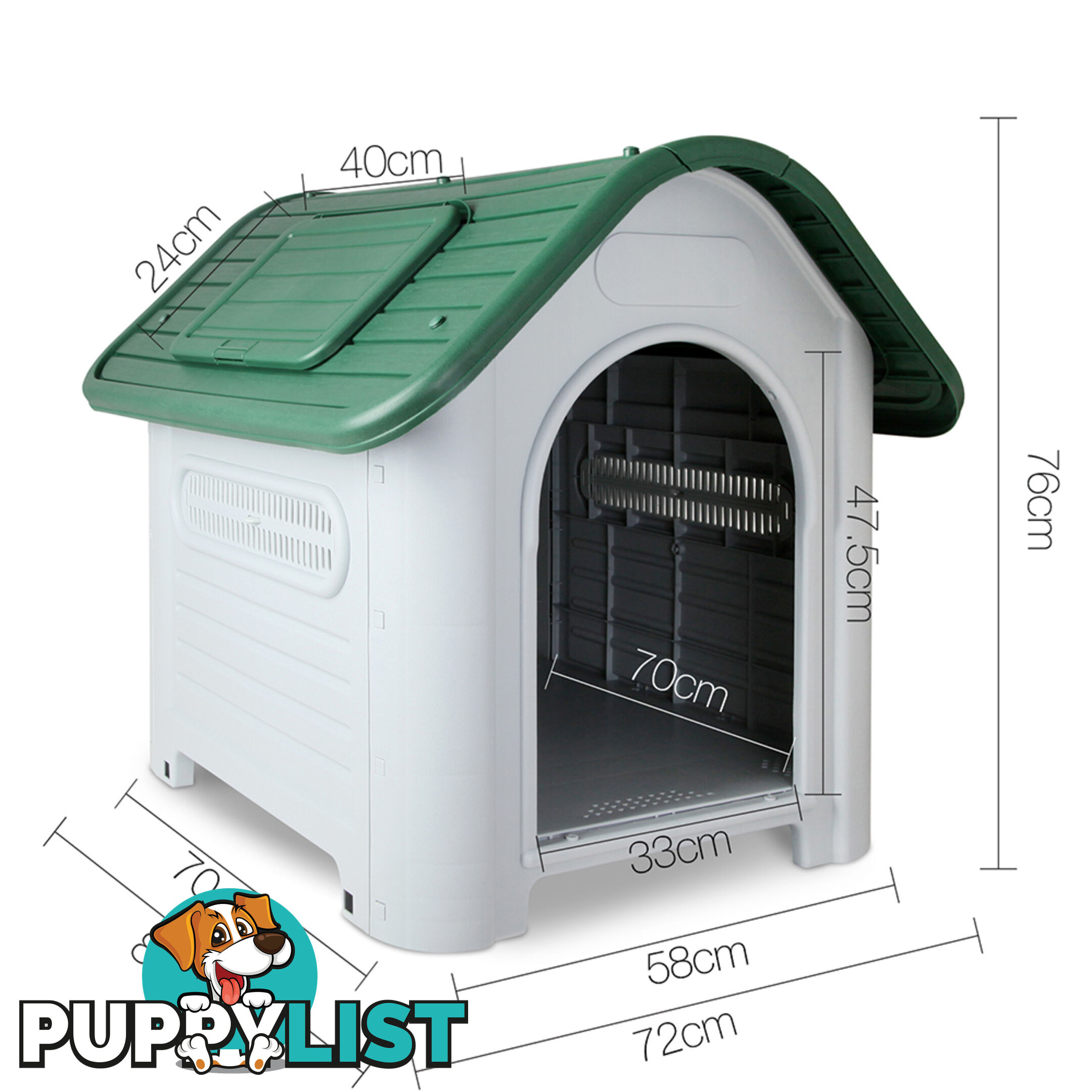 Large Weatherproof Plastic Dog Kennel Pet Puppy Outdoor Indoor Garden Dog House