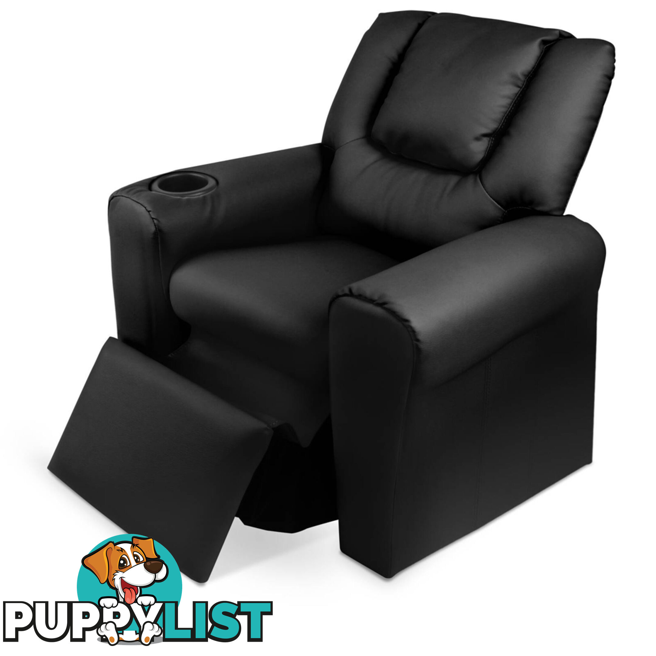 Premium Children PU Leather Sofa Kids Recliner Lounge Padded Arm Chair Black