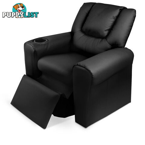 Premium Children PU Leather Sofa Kids Recliner Lounge Padded Arm Chair Black