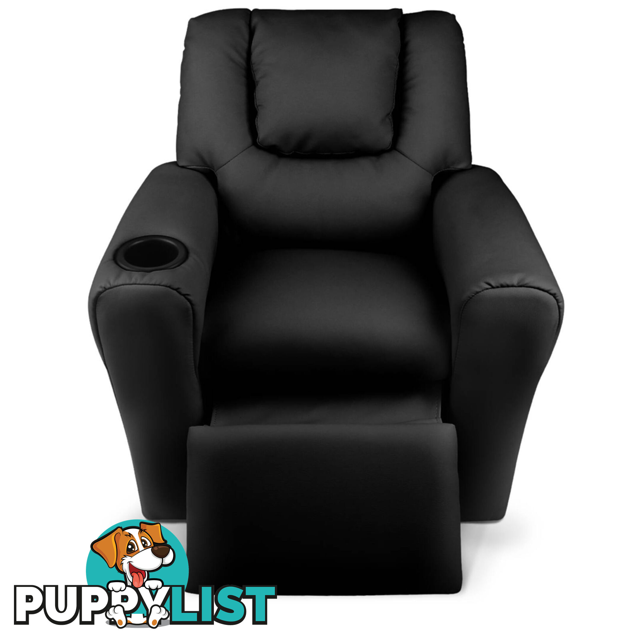 Premium Children PU Leather Sofa Kids Recliner Lounge Padded Arm Chair Black