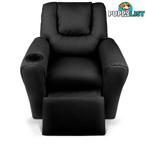 Premium Children PU Leather Sofa Kids Recliner Lounge Padded Arm Chair Black