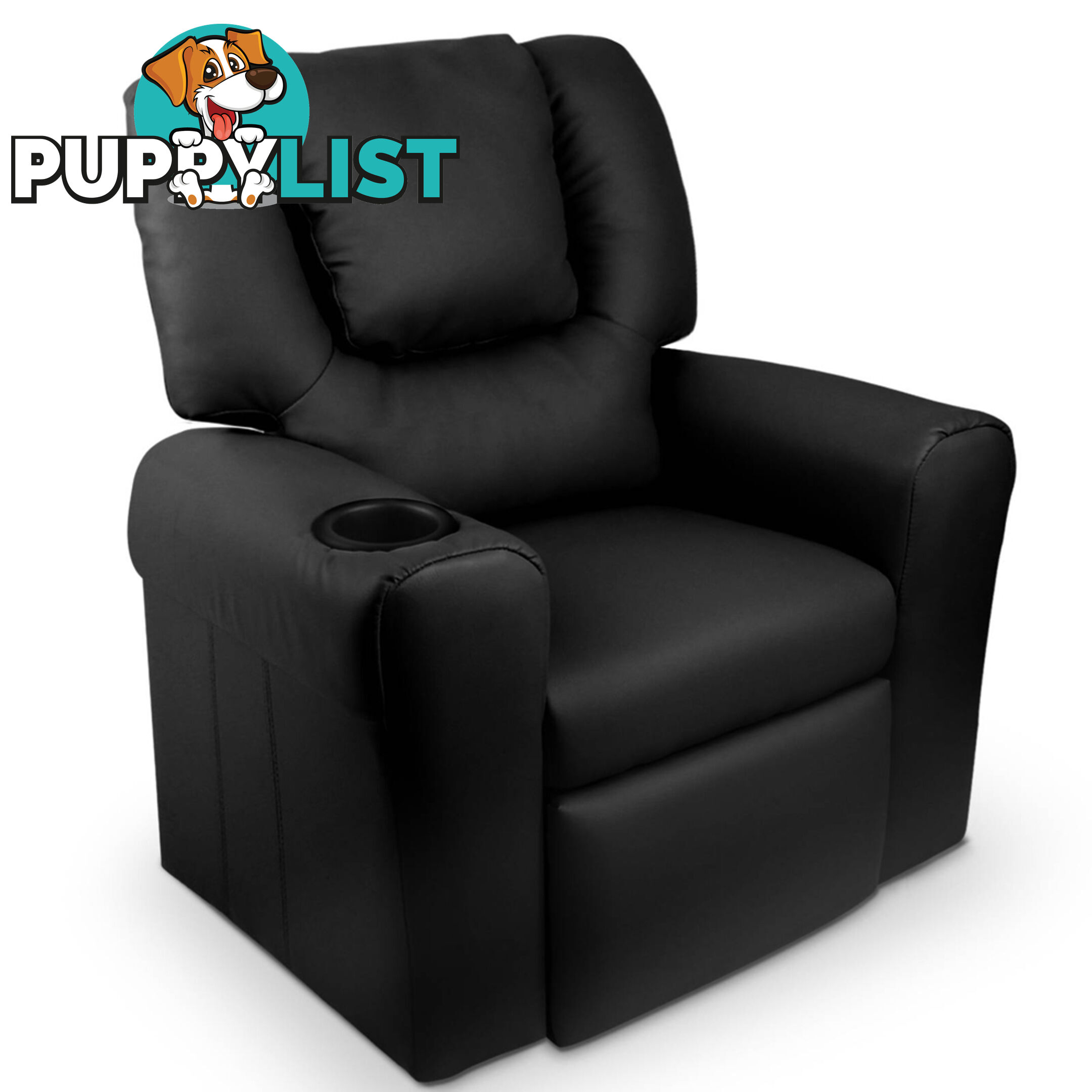 Premium Children PU Leather Sofa Kids Recliner Lounge Padded Arm Chair Black