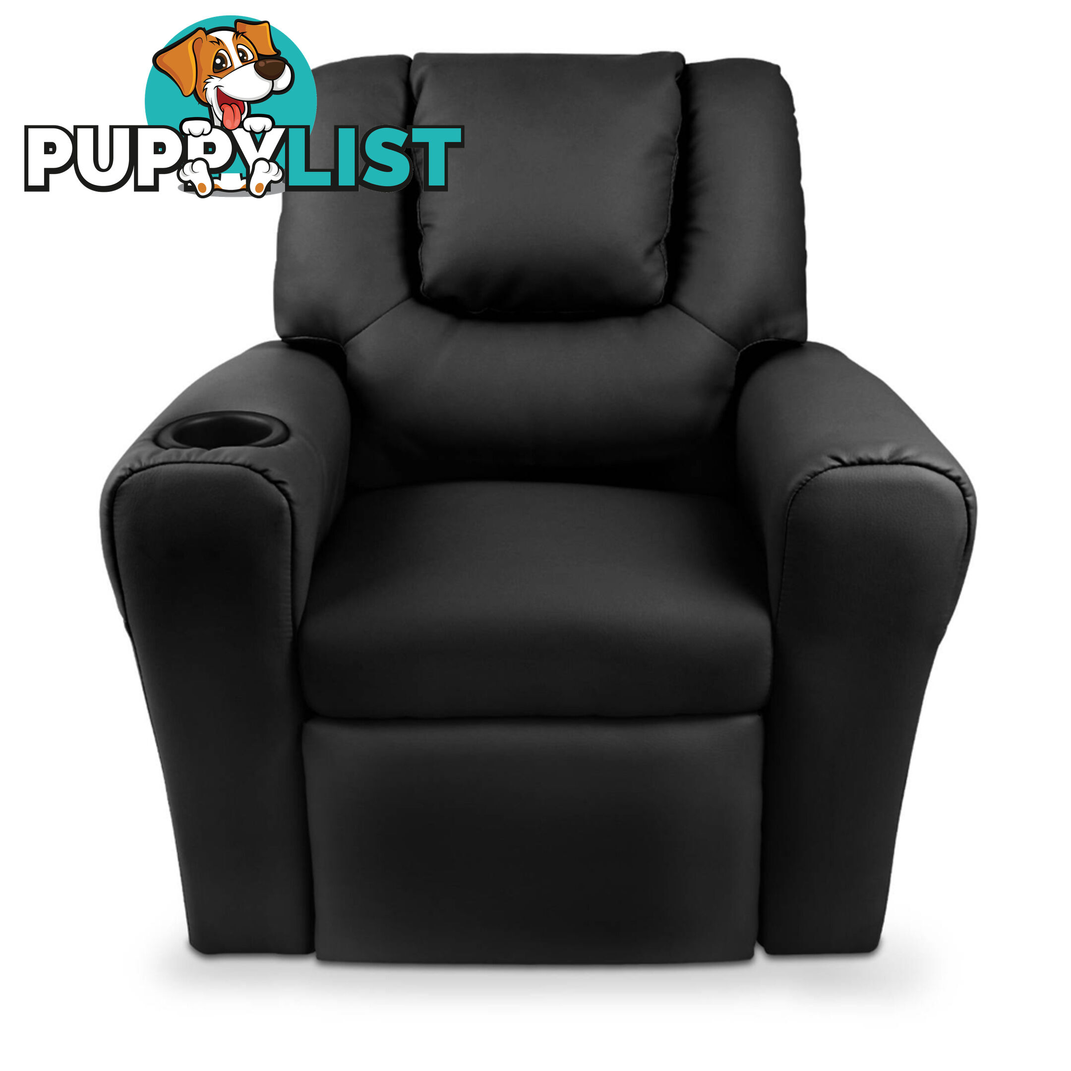 Premium Children PU Leather Sofa Kids Recliner Lounge Padded Arm Chair Black