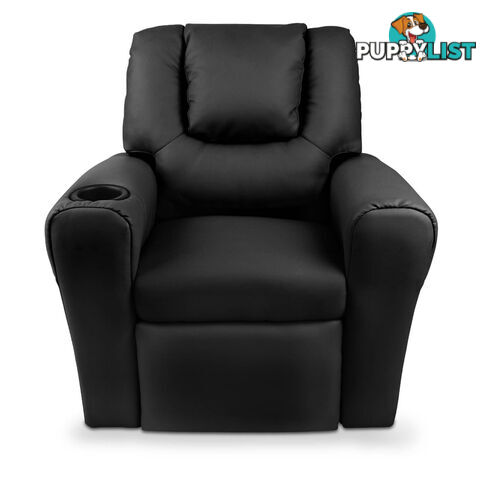 Premium Children PU Leather Sofa Kids Recliner Lounge Padded Arm Chair Black