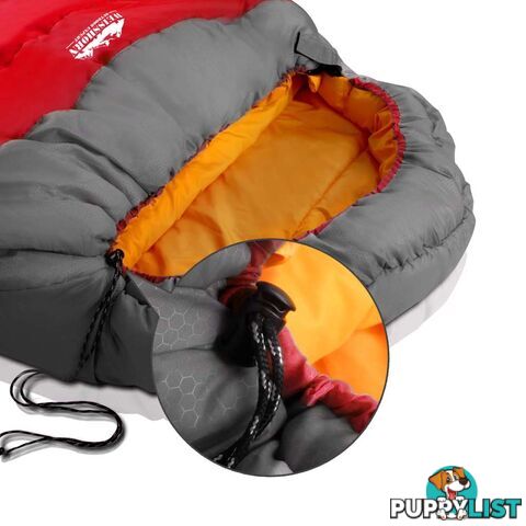 Outdoor Camping Sleeping Bag Winter Pebble Thermal Tent Hiking King Red -15_C