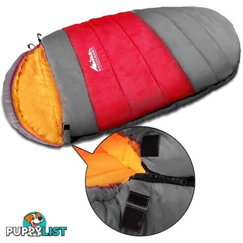 Outdoor Camping Sleeping Bag Winter Pebble Thermal Tent Hiking King Red -15_C