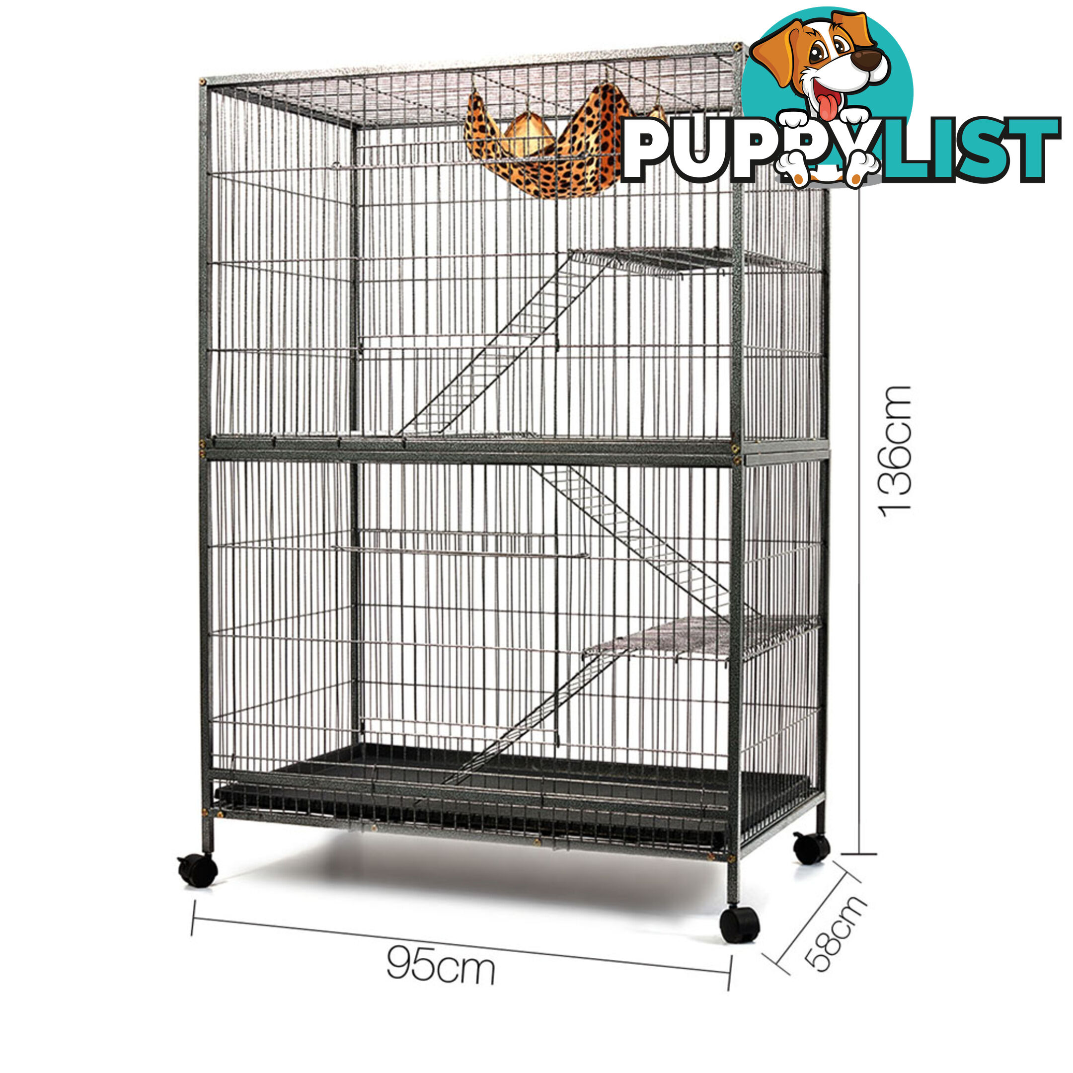 136cm Multi Level Bird Cage 3 Level Cat Ferret Hamster Rat Parrot Budgie Aviary