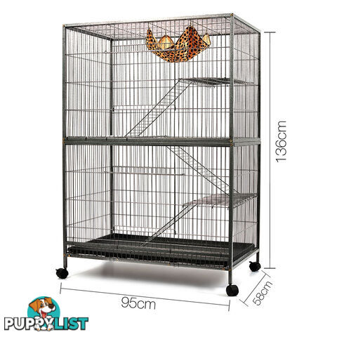 136cm Multi Level Bird Cage 3 Level Cat Ferret Hamster Rat Parrot Budgie Aviary