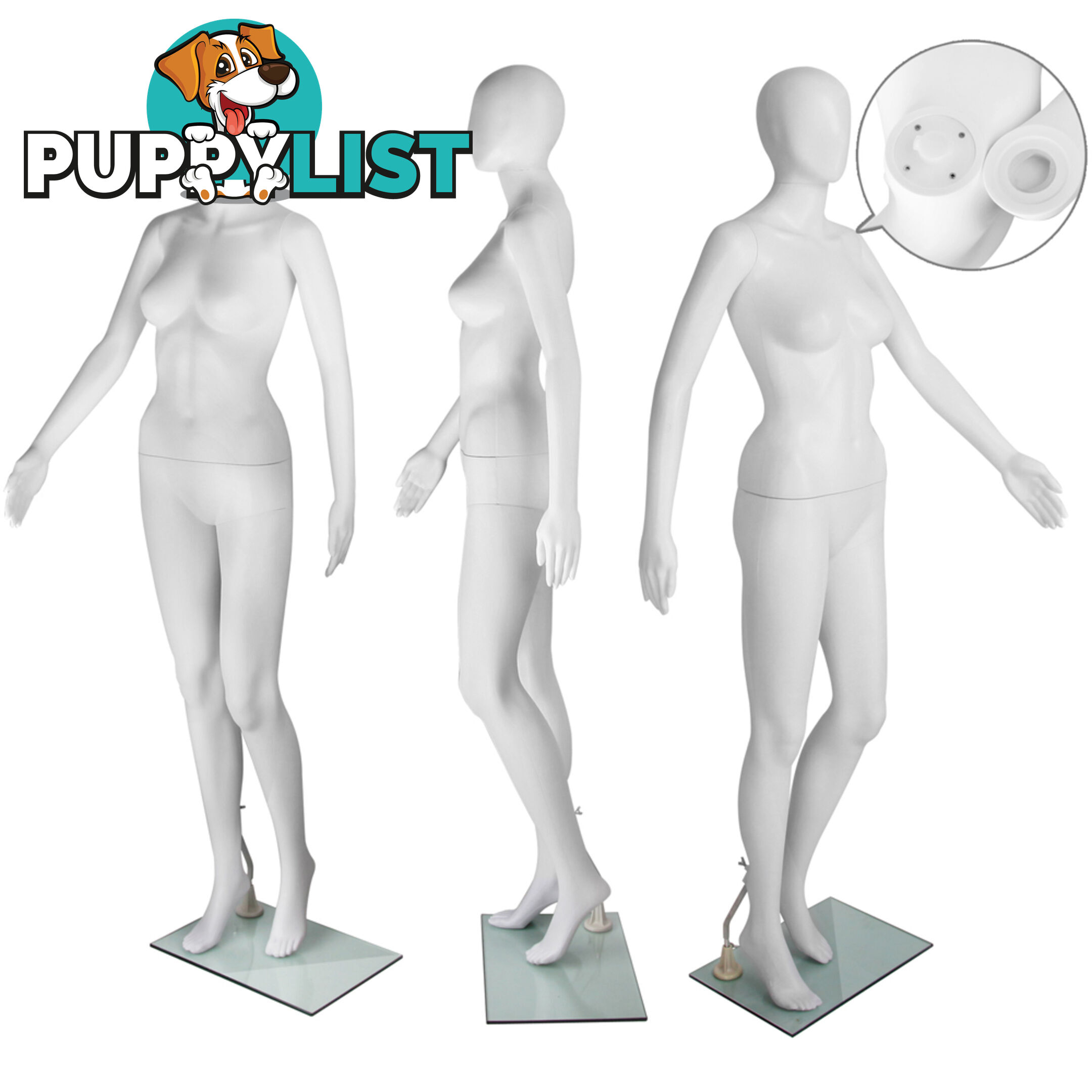 Full Body Female Mannequin Cloth Display Tailor Dressmaker Egg Head White 175cm