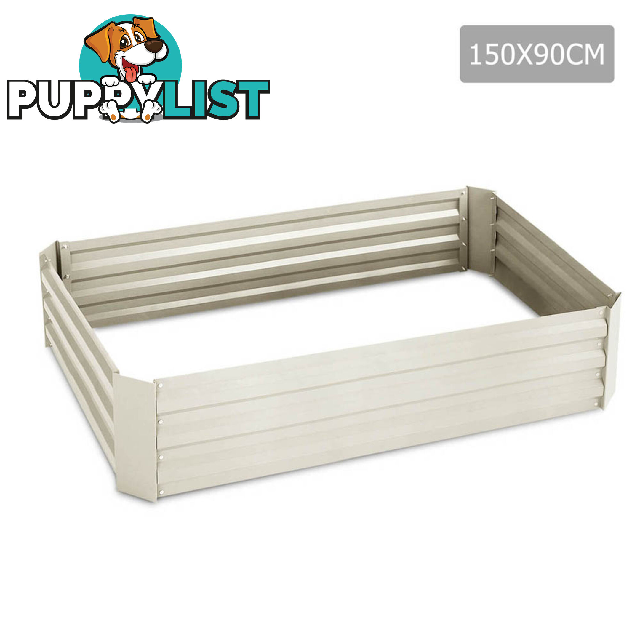 Raised Garden Bed Galvanised Steel 150x90x30cm Elevated Instant Planter Cream