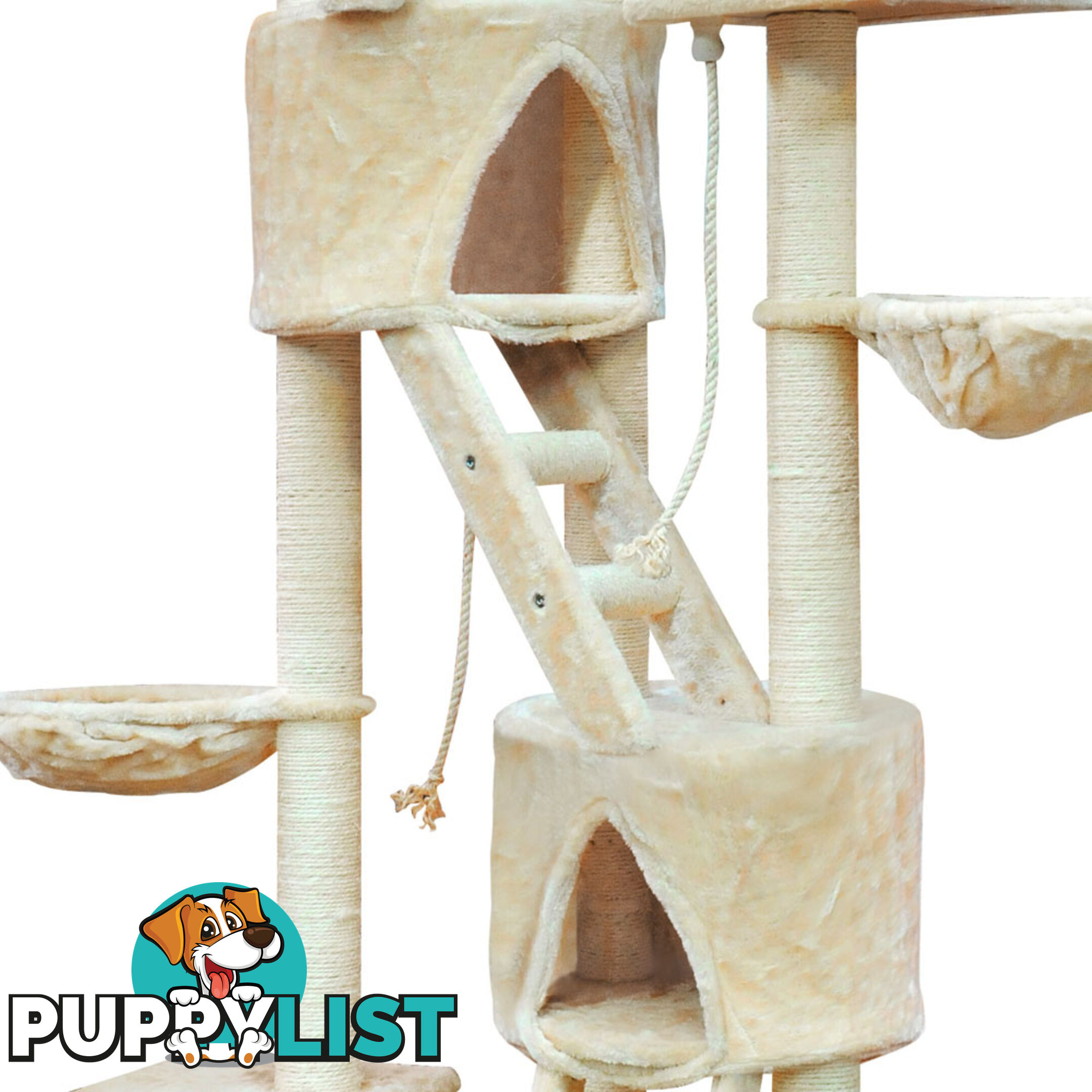 Large Cat Scratching Poles Tree Multi Level Climber Pet Toy Gym House Beige 2.4M