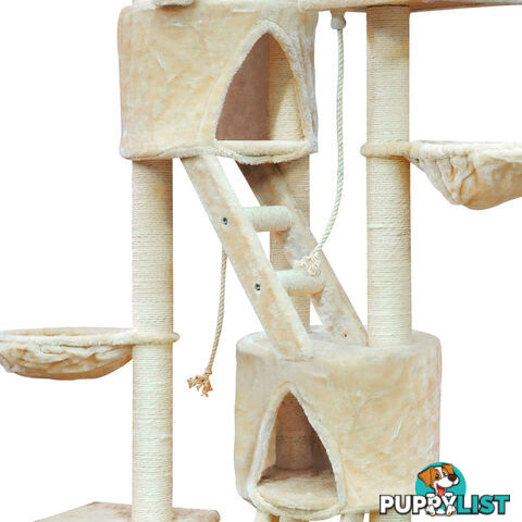 Large Cat Scratching Poles Tree Multi Level Climber Pet Toy Gym House Beige 2.4M