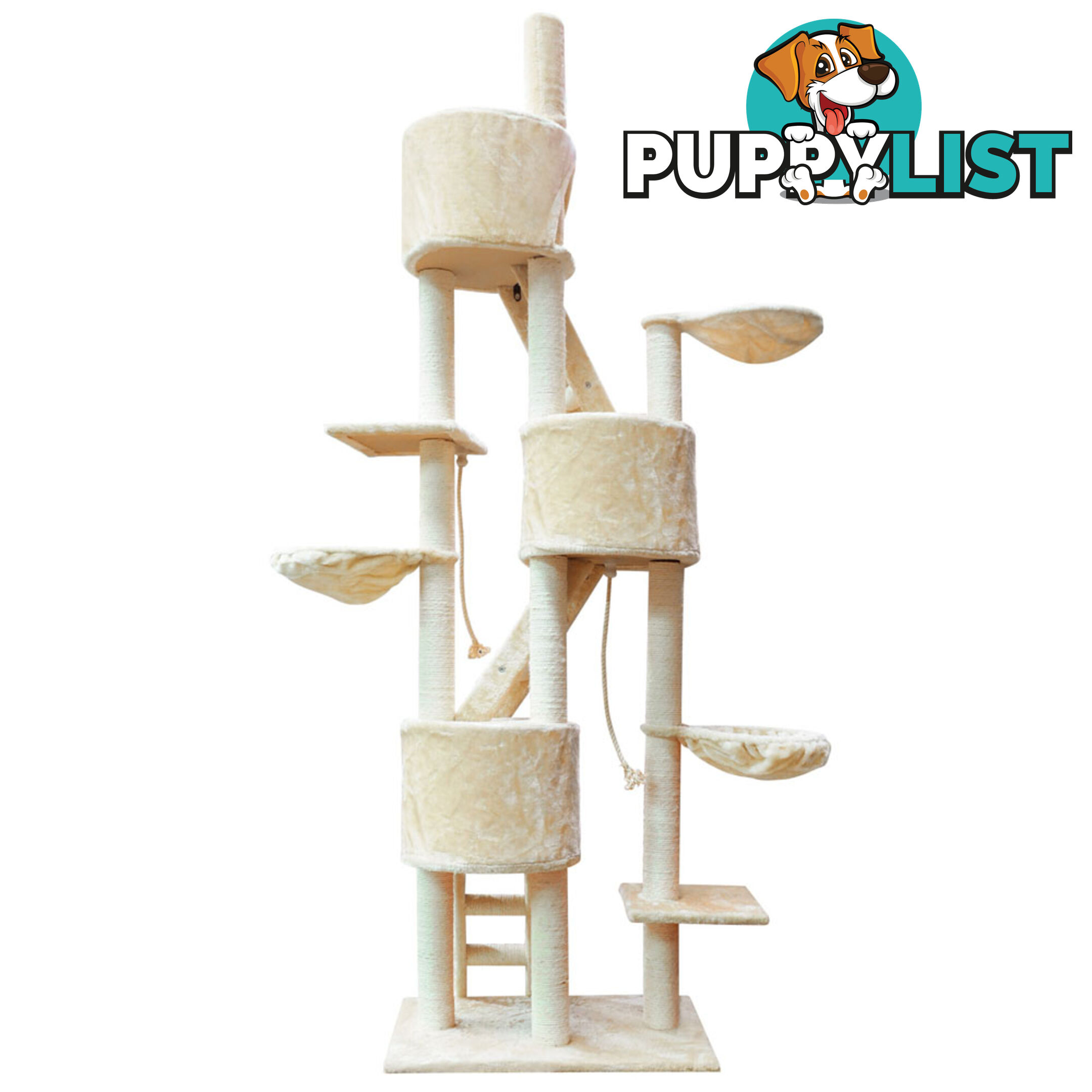 Large Cat Scratching Poles Tree Multi Level Climber Pet Toy Gym House Beige 2.4M