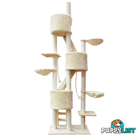 Large Cat Scratching Poles Tree Multi Level Climber Pet Toy Gym House Beige 2.4M