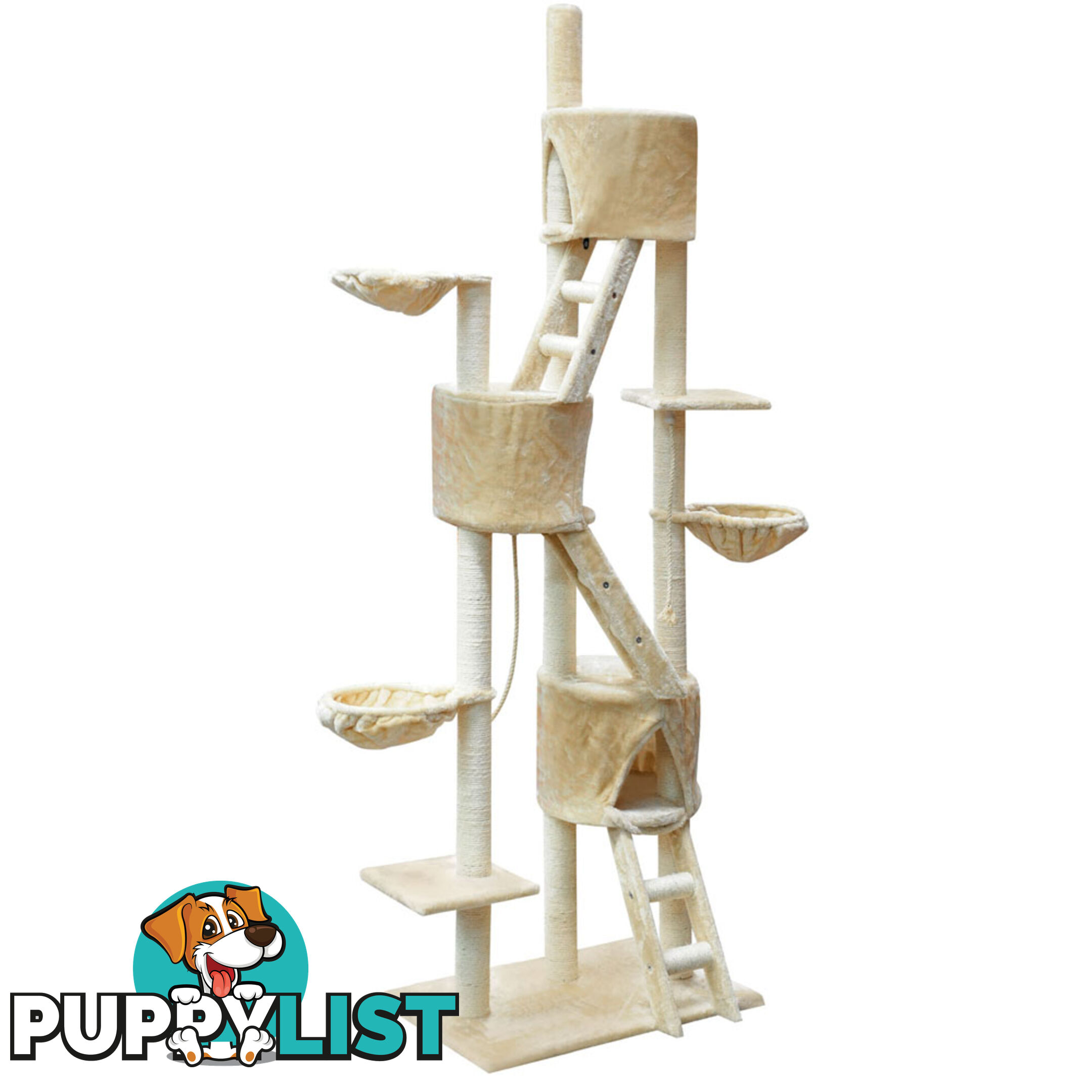 Large Cat Scratching Poles Tree Multi Level Climber Pet Toy Gym House Beige 2.4M